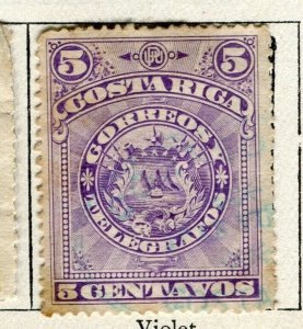 COSTA RICA; 1892 classic early Portrait issue fine used 5c. value