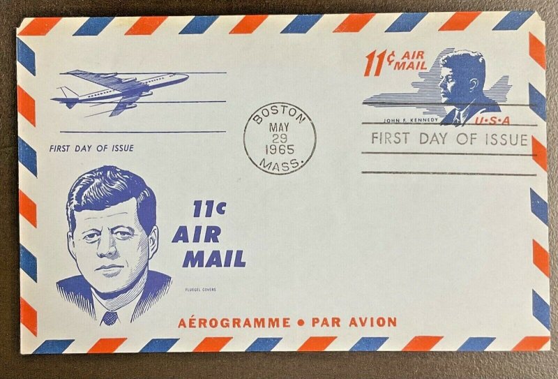 UC38 Fluegel Cachet J. F. Kennedy & Jet Aerogramme FDC 1965  Scarce