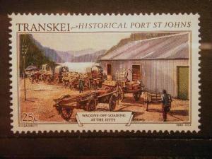 TRANSKEI, 1986, MNH 25c, Historic Port St. Johns.Wagons off-loading maize at ...