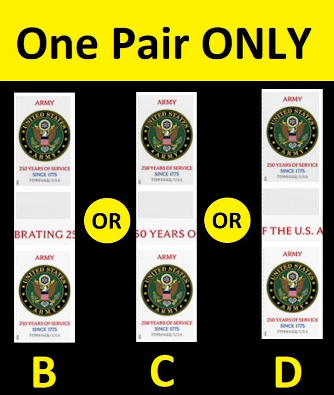 US 6003a Army 250 Years imperf NDC horz gutter pair MNH 2025