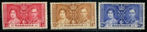 Barbados SC# 190-2 KGVI Coronation set MNH