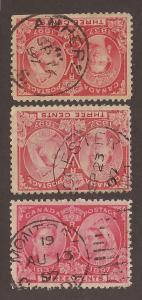 CANADA #53 USED SET X 3 COPIES CDS CANCELS