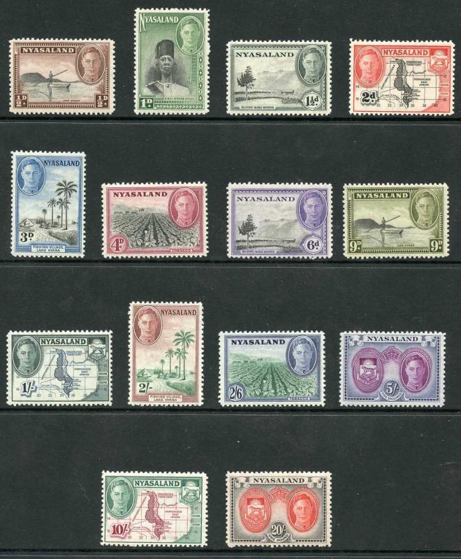 Nyasaland SG144/57 1945 KGVI Set of 14 M/M