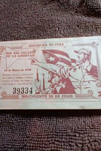 Cuba.1953-1960-Movimiento 26 de Julio.Bono Contributivo.Serie 39334.UNC.