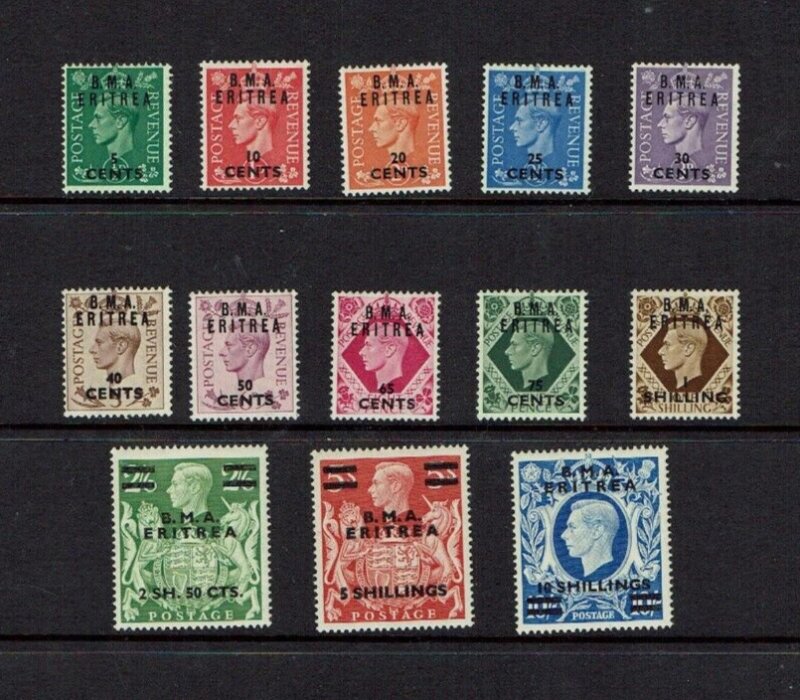 British Occupation Italian Colonies: 1948 B.M.A Eritrea, KGVI set , MLH / MH