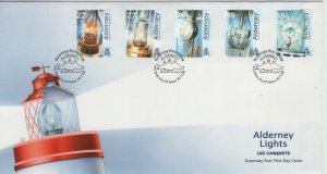 Alderney 2002 FDC Sc 191-195 Lighting at Les Casquets Lighthouse