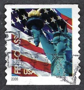 United States #3969 First Class (39¢) Lady Liberty & Flag (2005). Coil. Used.