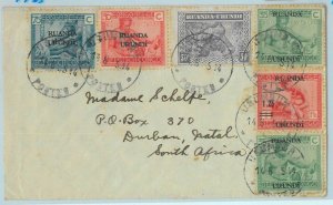 BK1577 - RWANDA URUNDI  - POSTAL HISTORY -  COVER  to DURBAN South Africa 1914