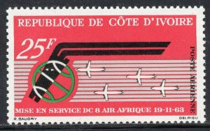 1385 - Ivory Coast 1963 -The 1st Anniversary of Air Afrique and DC-8 MNH Set