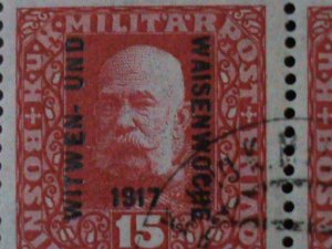 AUSTRIA-1917- FRANC JOSEF-OVERPRINT CTO BLOCK  VF FANCY CANCEL-107 YEARS OLD