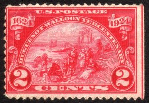 1924, US 2c, Walloons Landing, MNG, faulty, Sc 615