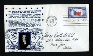 # 910 First Day Cover with Crosby cachet Washington, DC 7-12-1943