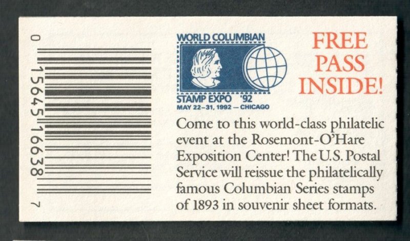 BK186A Flag and Olympic Rings MNH Booklet with Free Pass back cover