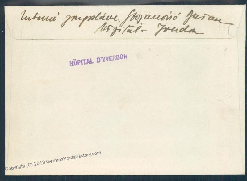 Switzerland WWII Internee Camp Hospital DYverdon Prisoner Cover 53887