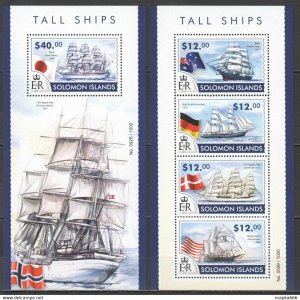 2015 Solomon Islands Sailing Tall Ships Transport #3222-26 1+1 ** Ls448