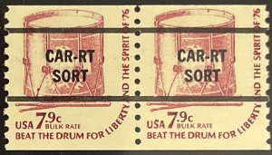 Scott #1615 1976 7.9¢ Americana Drum perf. 10 vert. precanceled MNH OG pair