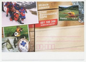 Postal stationery Poland 2011 Rescue teams - Helicopter - Shepherd dog