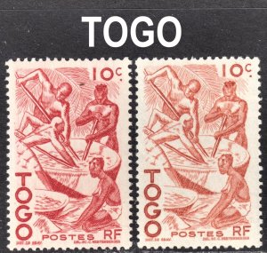 Togo Scott 309 MAJOR COLOR ERROR F to VF mint OG HR.