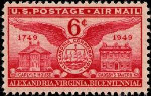 1949 6c Alexandria Bicentennial, Virginia Scott C40 Mint F/VF NH