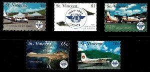 St. Vincent 1994 - ICAO, 50 Years, Planes, Aviation - Set of 5v - 2147-51 - MNH