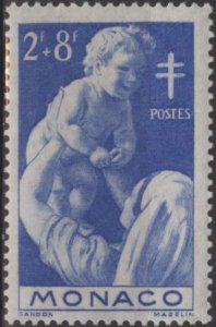 Monaco B91 (mh) 2fr+8fr nurse & baby, brt blue (1946)