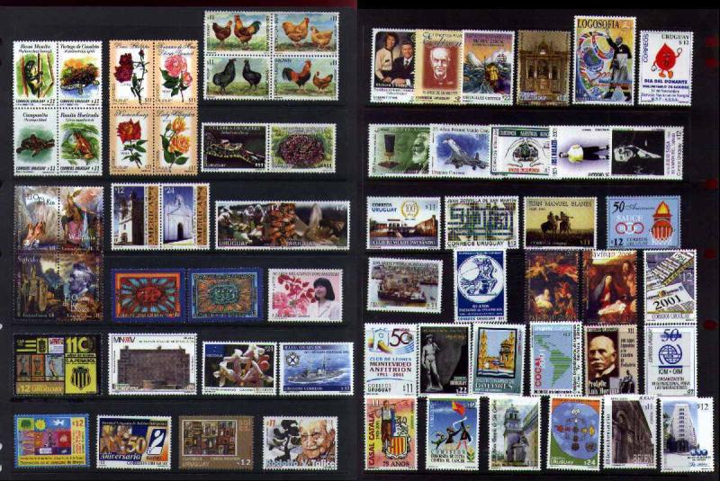 Uruguay MNH stamp collection complete year set 2001 to 2009 Catalog value $1350 