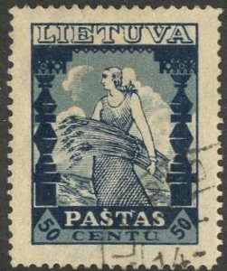 LITHUANIA #291, USED ON 102 CARD - 1934 - LITH071