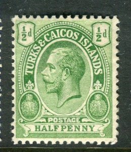 TURKS & CAICOS; 1913 early GV issue Mint hinged Shade of 1/2d. value