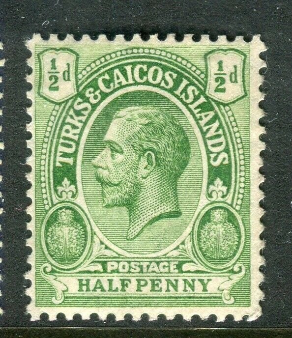 TURKS & CAICOS; 1913 early GV issue Mint hinged Shade of 1/2d. value