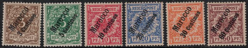 German Morocco SC 1-6 Mint 1899 SCV$ 83.50 Set