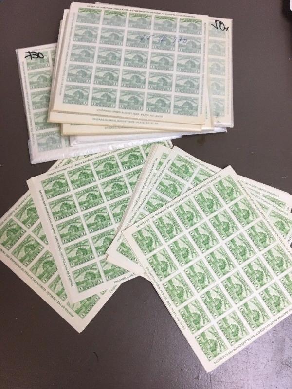 #730   10 MNH Souvenir Sheet. .01 S/s Of 25  imperforate. Mint Condition