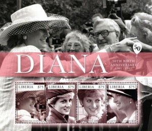 Liberia - 2011 - PRINCESS DIANA - Sheet of 4 - MNH