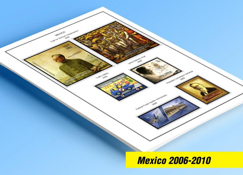 COLOR PRINTED MEXICO 2006-2010 STAMP ALBUM PAGES (47 illustrated pages)