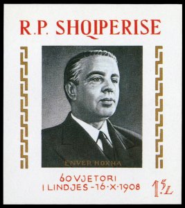 Albania #1190 Cat$75, 1968 Enver Hoxha, imperf. souvenir sheet, never hinged