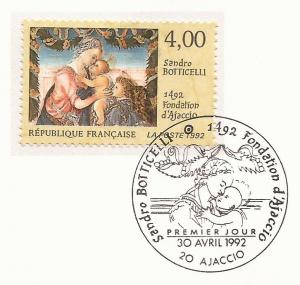 1992 France - FD Card Sc 2286 - Founding of Ajaccio, 500th anniv - Botticelli