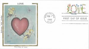 1982 FDC, #1951, 20c LOVE, Colorano Silk
