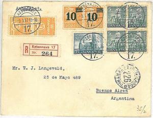 21331 - DENMARK - POSTAL HISTORY - REGISTERED COVER to ARGENTINA 1937