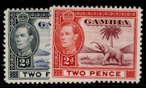 GAMBIA GVI SG153 + 153a, 2d COLOUR VARIETIES, M MINT. Cat £16.