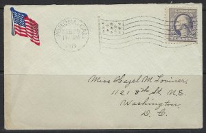 US 1919 POMONA CAL US FLAG COVER WITH SPECIAL LABEL OF 3 FAMILY MEMBERS