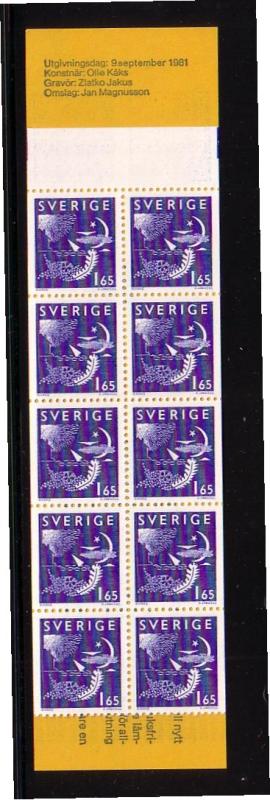 Sweden Sc 1376a 1981 Day & Night stamp bklt pane mint NH