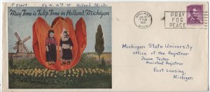 1961 Holland MI color ad cover Tulip Time 4ct Liberty pray for peace [6416.143]