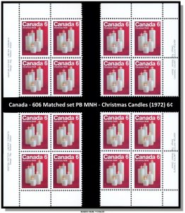 Canada - 606 Matched set PB MNH - Christmas Candles (1972) 6¢ - CV 5.00