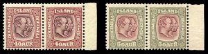 Iceland #81-82 Cat$29+ (for hinged singles), 1907 40a claret & violet and 50a...