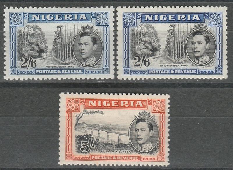 NIGERIA 1938 KGVI PICTORIAL 2/6 AND 5/- P13.5 X 11.5 AND 2/6 P12