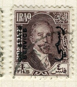 IRAQ; 1932 early Faisal STATE SERVICE issue used Shade of 4f. value