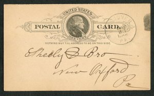 1890 Hanover to New Oxford PA Postal Card Tailor Suit Order Samuel Michael UX9