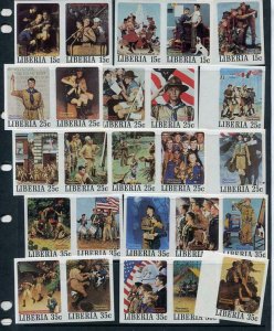 Liberia 1979 Norman Rockwell Boy Scout   Imperf full set in Pairs RARE 6133a