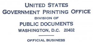 VINTAGE COMPANY CORNER CARD UNITED STATES GOVERNMENT PRINTING OFFICE WASHINGTON