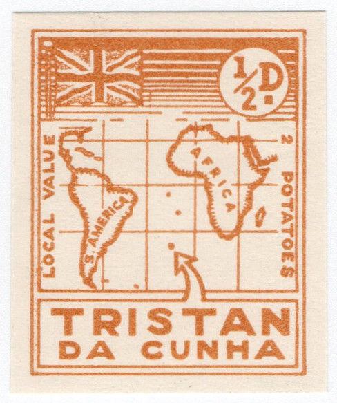 (I.B) Tristan da Cunha Postal : Local Post ½d (Map)