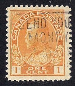 Canada #105 1 cent LOGO CANCEL King George 5 Stamp used F-VF